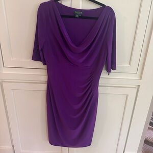 Ralph Lauren Purple Ruched Sheath Midi Dress